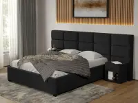 Pat tapitat Cico fix 287 x 114 C2 din piele/stofa Negru - Falcone 14 160x200