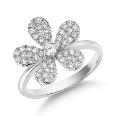 Inel floare din aur alb cu diamante de 0.53ct