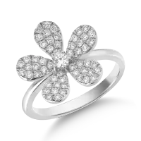 Inel floare din aur alb cu diamante de 0.53ct