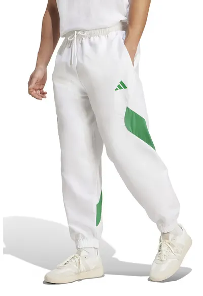 Pantaloni de trening cu model colorblock si snur de ajustare - Verde/Alb optic