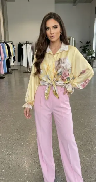 Camasa lejera din satin cu imprimeu floral 2