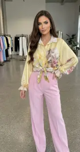 Camasa lejera din satin cu imprimeu floral 2