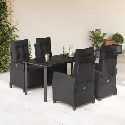 Gossi set mobilier de gradina cu perne, 5 piese, negru, poliratan