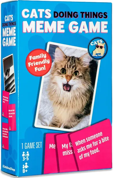 Joc de societate cu cărți Cats Doing Things Meme Game - petrecere