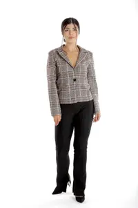 Sacou cadrilat dama DI23S50 bordo/turcoaz/bej, Dress to Impress | marimea 40