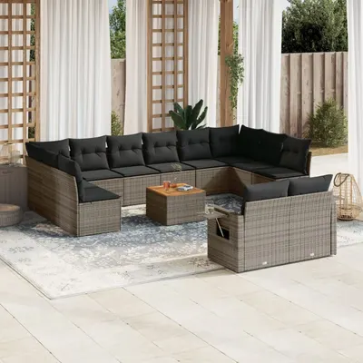 Gossi set mobilier de gradina cu perne, 13 piese, gri, poliratan
