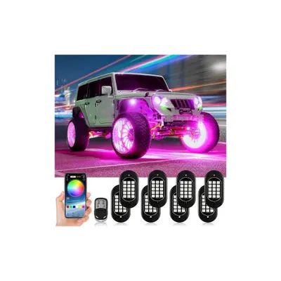 Kit lumini submasina RGB rock light 8 module 12V cu bluetooth Cod: SPT1508C2-8