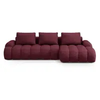 Colțar burgundy extensibil/cu spațiu de depozitare (cu colț pe partea dreaptă/cu șezlong) Linz – Cosmopolitan Design