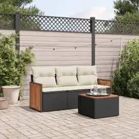 Gossi set mobilier de gradina cu perne, 4 piese, negru, poliratan