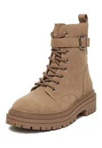 Ghete dama - bej - material sintetic - inchidere cu fermoar -
