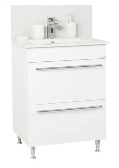 Set Baza front MDF si Lavoar seria 054, cu sertare, 60 cm, alb
