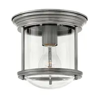 Corp de iluminat decorativ pentru exterior, Hadrian 1 Light Flush Mount – Clear Glass – Antique Nickel
