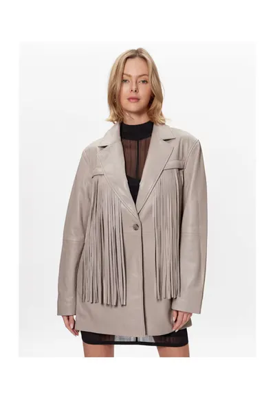 Sacou dama - 302083763 - Piele naturala - Gri - Gri