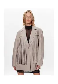 Sacou dama - 302083763 - Piele naturala - Gri - Gri