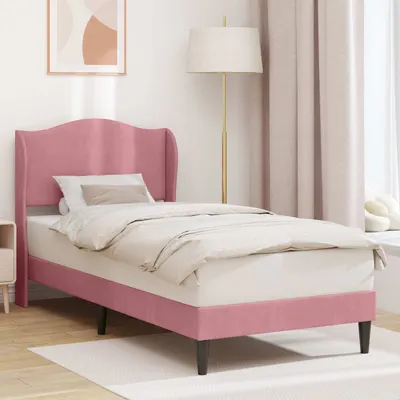 vidaXL Cadru de pat cu headboard Roz 90 x 200 cm Catifea