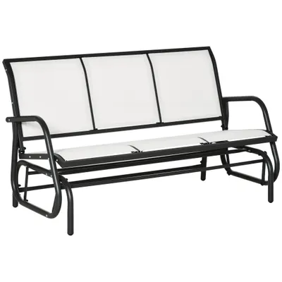 Outsunny Bancă Balansoar de Grădina cu 3 Locuri din Metal și Țesătură, 151x75x85 cm, Alb | Aosom Romania