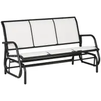 Outsunny Bancă Balansoar de Grădina cu 3 Locuri din Metal și Țesătură, 151x75x85 cm, Alb | Aosom Romania