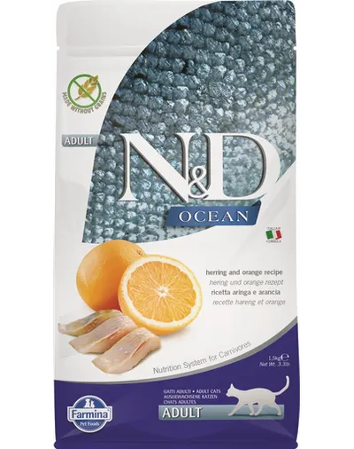FARMINA N&D Ocean Cat Adult Hrana uscata pentru pisici adulte, cu hering si portocale 5 kg