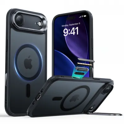 Husa MagSafe pentru Apple iPhone 17 Air, ESR, Classic Hybrid Kickstand, Neagra Satinata