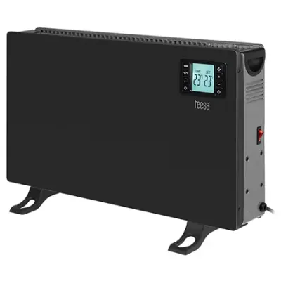 Convector incalzire TEESA TSA8054-B, ecran LCD, 3 trepte, 2000W, Functie Timer, Termostat reglabil (Negru)