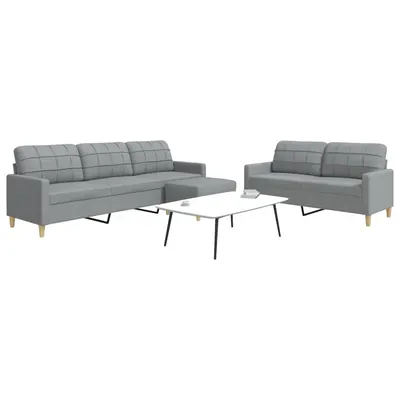 Gossi set canapele cu taburet, 3 piese, gri deschis, textil