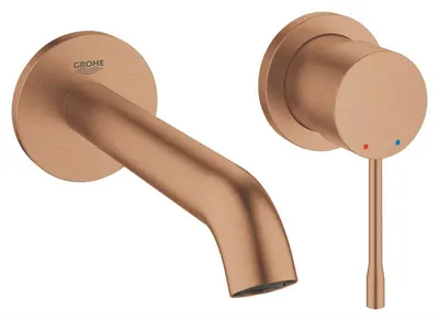 Baterie lavoar Grohe Essence 29192DL1, 1/2 inch, pe perete, L 183 mm, necesita valva, mat, Cupru