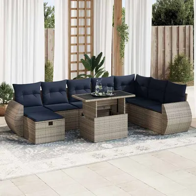 Gossi set canapele de gradina cu perne, 9 piese, maro, poliratan