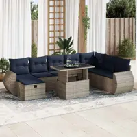 Gossi set canapele de gradina cu perne, 9 piese, maro, poliratan