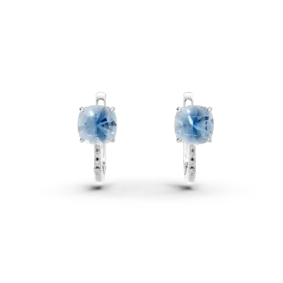 Cercei din aur alb cu topaze swiss blue square de 1.417ct si diamante de 0.023ct