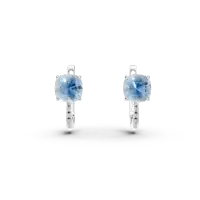 Cercei din aur alb cu topaze swiss blue square de 1.417ct si diamante de 0.023ct