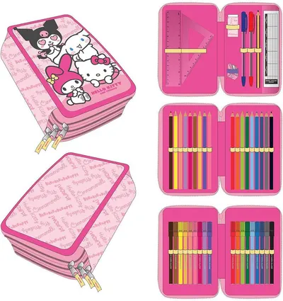 Penar echipat Cerda Hello Kitty - 3 compartimente cu fermoar