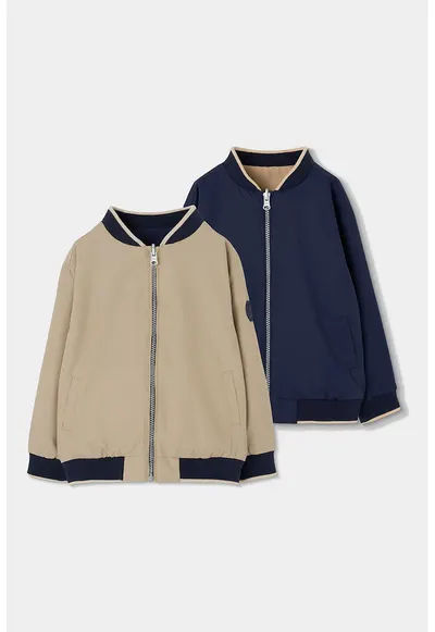 Jacheta bomber reversibila cu fermoar - Albastru ultramarin/Bej