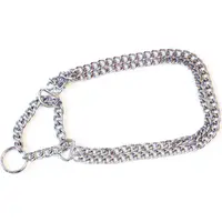 Zgarda lant dublu pentru caini, metalica, pentru animale de forta, 35 cm