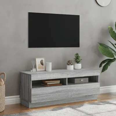 vidaXL Comodă TV cu lumini LED, gri sonoma, 100x35x40 cm