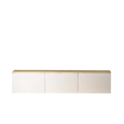 Comoda TV NEON, alb + stejar, 160x32x35 cm