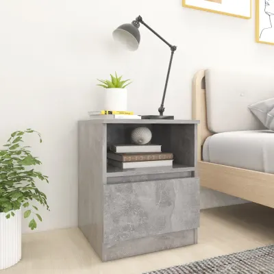 vidaXL Noptiere, 2 buc., gri beton, 40x40x50 cm, PAL