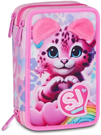 Penar cu rechizite Seven SJ Gang - Heart Buddy Girl, 3 fermoare