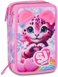 Penar cu rechizite Seven SJ Gang - Heart Buddy Girl, 3 fermoare