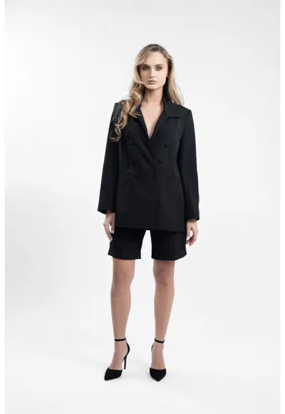 Compleu sacou retro și pantalon scurt - Negru