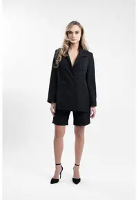 Compleu sacou retro și pantalon scurt - Negru
