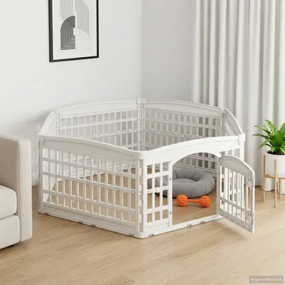 vidaXL Cerc pentru câini cu 6 panouri 177,5 x 154,5 x 58 cm Plastic