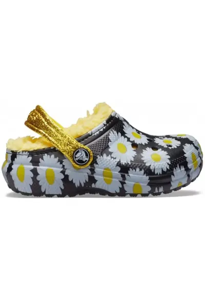 Saboti Kids' Classic Lined Vacay Vibes Clog - US Negru - Black Daisy - Negru