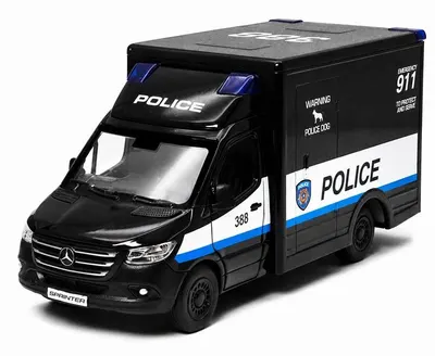 Microbuz metalic Kinsmart Police Edition - Mercedes-Benz Sprinter, 1:48, negru