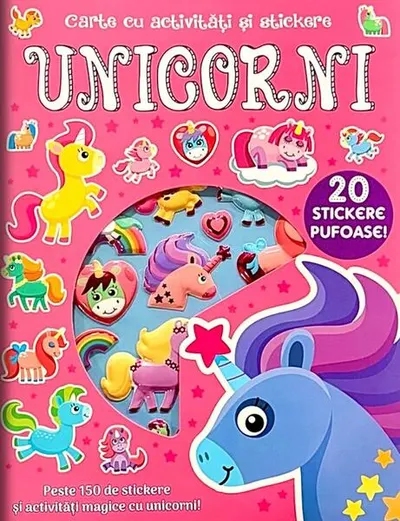 Unicorni: 20 stickere pufoase! Carte cu activități și stickere - Paperback