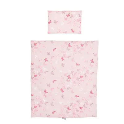 Set lenjerie de pat pentru tarc mic Chipolino Pink Butterflies