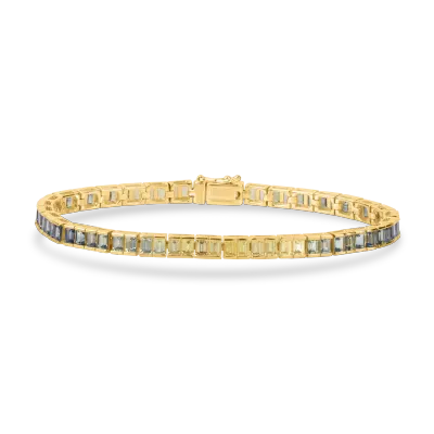 Bratara tennis din aur galben cu safire multicolore baguette de 6.37ct