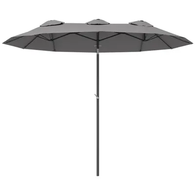 Outsunny Umbrelă de Grădină Dublă Înclinabilă la 45° cu Manivelă si 3 Orificii de Ventilație, 295x152x222 cm, Gri | Aosom Romania
