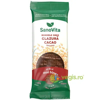 Rondele din Orez cu Glazura de Cacao fara Zahar 66g