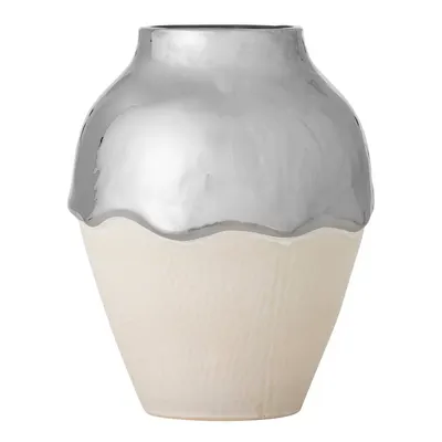 Vază crem/argintie din gresie (înălțime 26 cm) Silvio – Bloomingville