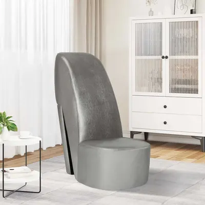 vidaXL Scaun, design toc înalt, argintiu, piele ecologică